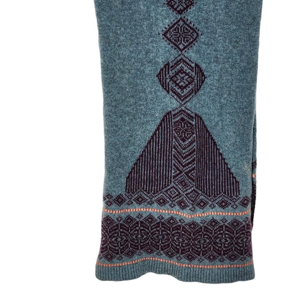 Blue Geometric Pattern Wool Wrap Scarf - Picture 5 of 6
